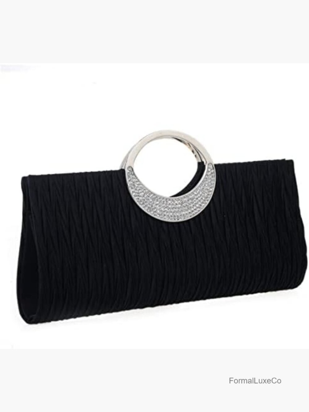 Glitter Clutch with Rhinestones, Removable Chain Strap, Formal Evening Bag